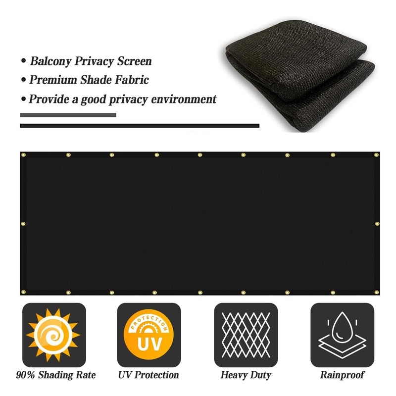 Balcony Privacy Screen Fence Cover 4'x16', HDPE Shade Mesh Fabric