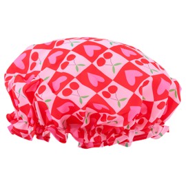 SMUG Shower Cap - Waterproof Shower Cap with Elastic Lining - Three Prints Available - Showers, Cooking, Spa Salon, Sleeping, Makeup - Shower Caps For Women UK Long Hair Short Hair - Sweet Cherry