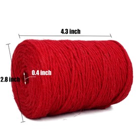 Leecogo Red 2.5mm Jute Twine 328 Feet Heavy Duty Garden Twine String for Arts Crafts and Decorative Festival Projects