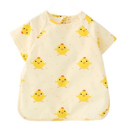 JHRXHPY Kids Smocked Kids Meal Apron, Short Sleeve, Waterproof, Girls, Boys, Smock, Children, Kids, Nursery, Kindergarten, Baby, Meal Tie, Toddler Apron, 31.5 inches (80 cm), 35.4 inches (90 cm), 39.4