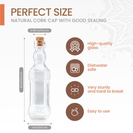 BULK PARADISE Small Mini Clear Vintage Glass Bottles with Corks, Mini Vases, Decorative, Potion, Assorted Design Set of 12 pcs, 4.6 Inch Tall (11.43cm), 1.4 Inch Wide (3.56cm)