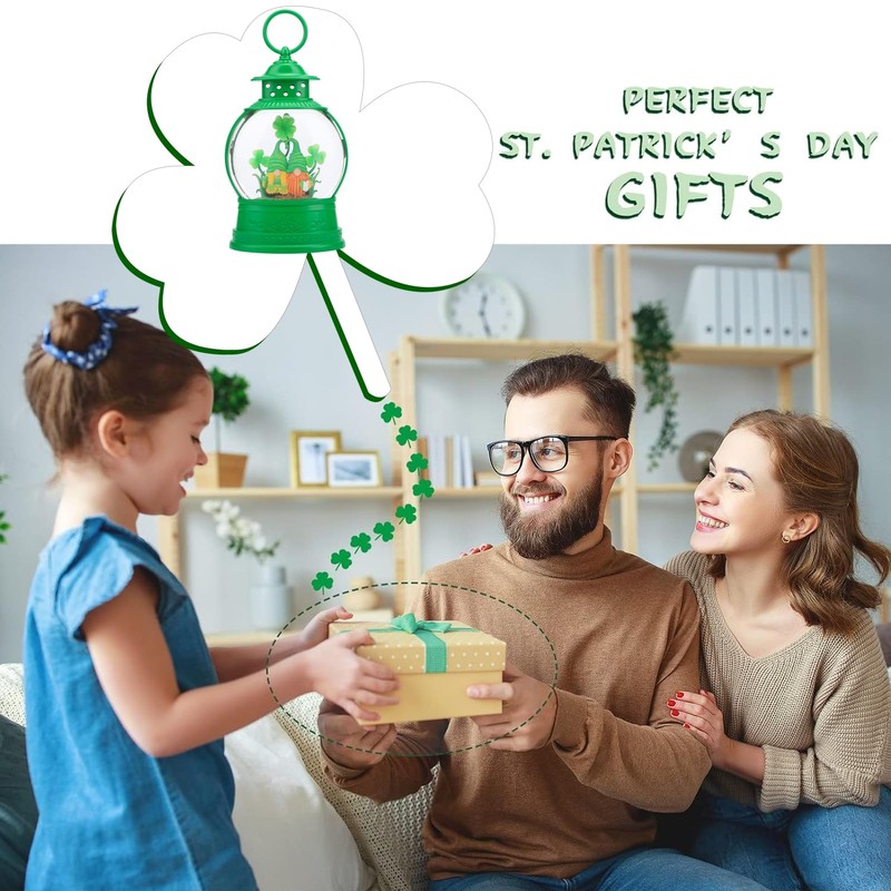 PestiLite St Patricks Day Lucky Shamrock Gnomes Snow Globe for