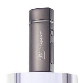 JB Lighter Gray - Flame Butane Torch Lighter- Wind Resistant Adjustable Jet Flames. Refillable Gas. One Touch Ignition. Backlit Butane Window.