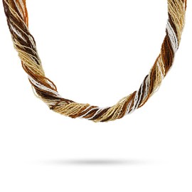 Venetiaurum - Murano glass and 925 silver woman multi-strand torsade necklace - certified Made in Italy jewel