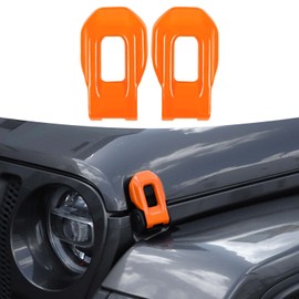 RT-TCZ Hood Latch Cover Exterior Hood Lock Brackets ABS Decoration Accessories for Jeep Wrangler JL JLU & Gladiator JT 2018-2022,2PCS (Orange)
