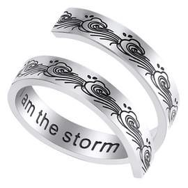LucBuy Stainless Steel Keep Going Engraved Inspirational Gifts Adjustable Rings Jewelry for Women