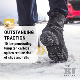 K1 Mid-Sole Ice Cleats - Easily Rotate Traction Cleats for Frequent Indoor/Outdoor Transition, Driving, or Climbing (1 Pair)