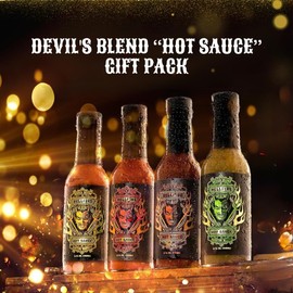 Hellfire Hot Sauce Devil's Blend Gift Pack - Gourmet Hot Sauce Variety Pack With 4 Spicy Flavors (Four 5 oz. Bottles)