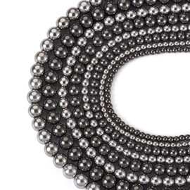 PandaHall 8 Strands Non-Magnetic Hematite Beads 4/6/8/10mm Round Gemstone Spacer Loose Beads for DIY Necklace Bracelet Earrings Jewelry Making