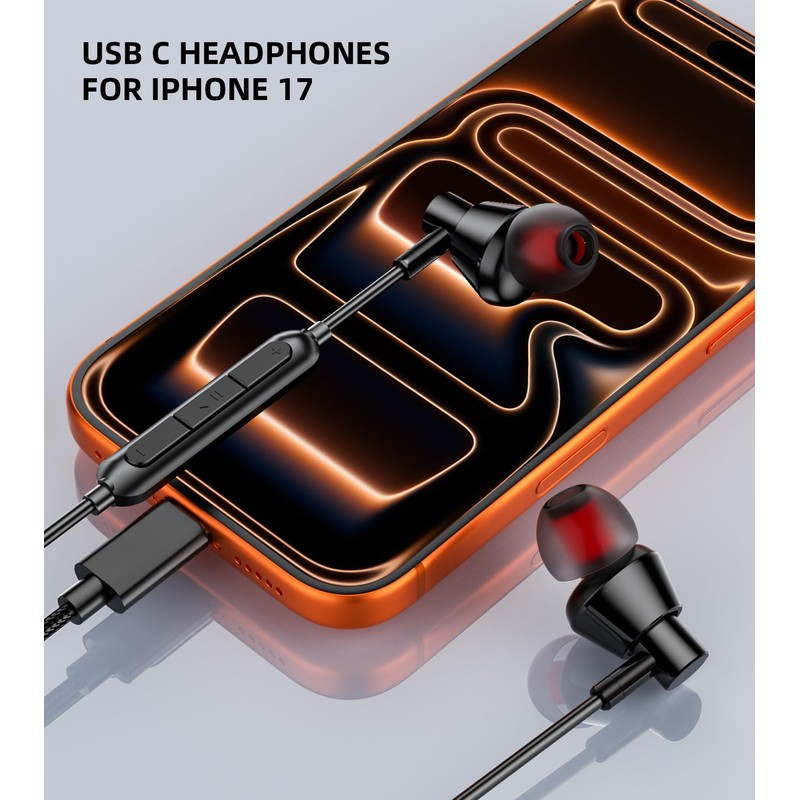 iMangoo Wired Earbuds USB C Headphones Headset with Microphone for