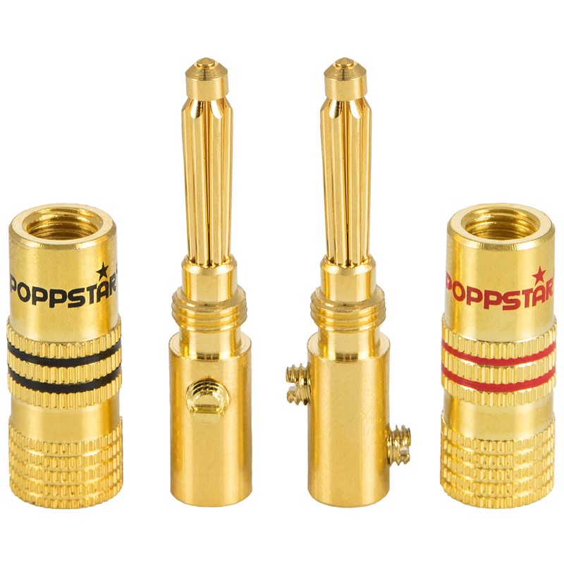 Poppstar 12x High-End Banana Plugs, Bananas for Speaker Cables (up