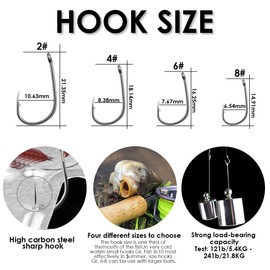 Luroad Carp Fishing Hair Rigs, 20 Pcs Curved Barbed Carp Hook Anti-Tangle Swivel Braided Thread line with 3 Card Boilie Bait Stops Dumbell Stoppers and Stringer Needle, Size 6 (4 Packs (Size 6#))