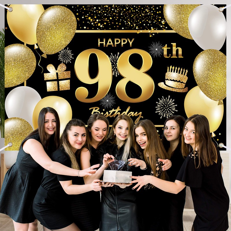 98th Happy Birthday Banner IMISI Birthday Decorations Backdrop for Party