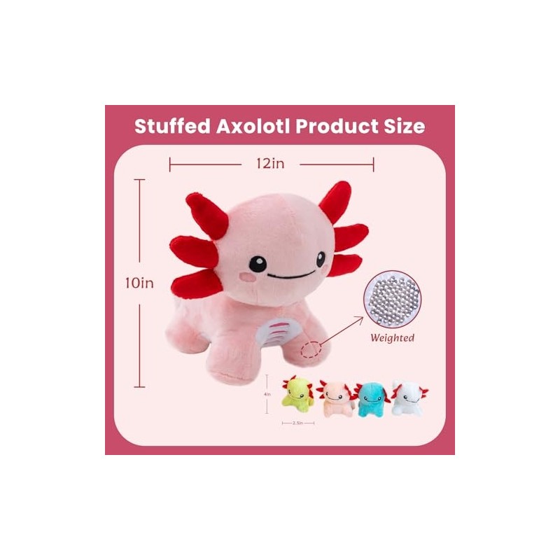 5 Pcs Axolotl Stuffed Animal with Babies, Weighted Axolotl Plush