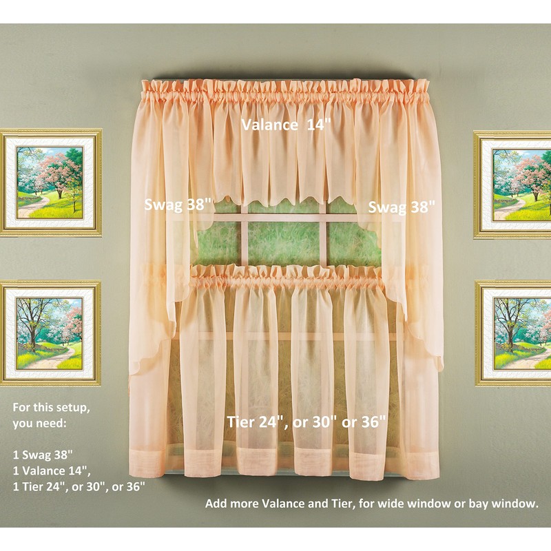Today's Curtain Emelia Original Voile Swag Pair 38", Peach, 60"