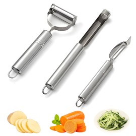 Stainless Steel Blade Vegetable Peeler Julienne and Apple Corer Remover Tool-for Fruit, Potato, Carrot, Cucumber, Kitchen, Home Staple.Kitchen Gadgets.3pack