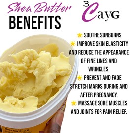 3CAYG 1 lb Unrefined Shea Butter for Hair, Skin, and Nails