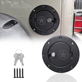 Sukemichi TJ - Tapa de gas para jeep, tapa de depósito de gasolina para puerta de llenado de combustible para Jeep Wrangler TJ 1997-2006, accesorios de aluminio, 1 paquete, estrella