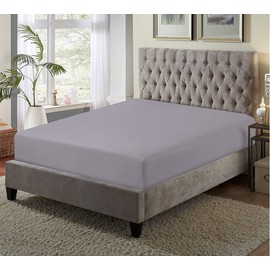 Luxury Fitted Bed Sheets Luxury Hotel Quality 100% Poly Cotton Bed Single Double King Fitted Ultra-Soft Fit Premium Bed Fit Cover (Silver, King)