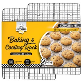 Checkered Chef Cooling Rack for Cooking and Baking - 10" x 15" Set of 2 Stainless Steel, Oven Safe Grid Wire Cookie Cooling Racks