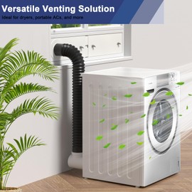 Dryer Vent Window Kit - 4 Inch Adjustable Window Vent Kit for Dryer, Portable AC for Exhaust Ventilation- Universal Fit for Sliding & Hung Windows- Durable PVC Material with 90° Elbow Connector