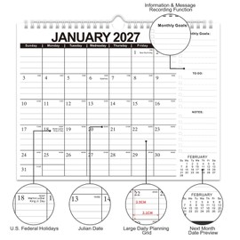18 Month Wall Calendar 2026-2027 11x8.5 Inch, Monthly Planner Jul 2026 to Dec 2027, Thick 120GSM Paper with Stable Twin-Wire Binding for Home Office Planning