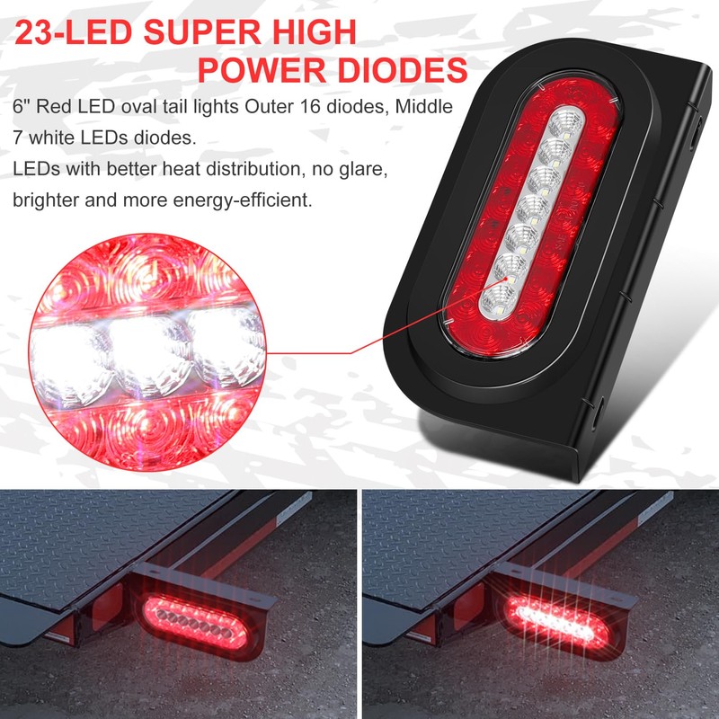 RONSTA 6 inch Oval Led Trailer Lights Kit with Mounting