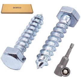 SKIR'CO (50 pcs) DIN 571 Zinc Plated Steel Hexagon Wood Screws M8 x 40 mm, Coach Screws, Hex Screw, Lag Bolts (With Magnetic Hex Bit)