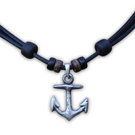 HANA LIMA Necklace Anchor Surfer Chain Leather Chain Surfer Necklace Men's Necklace Men's Necklace Women's Necklace, Leather, 0