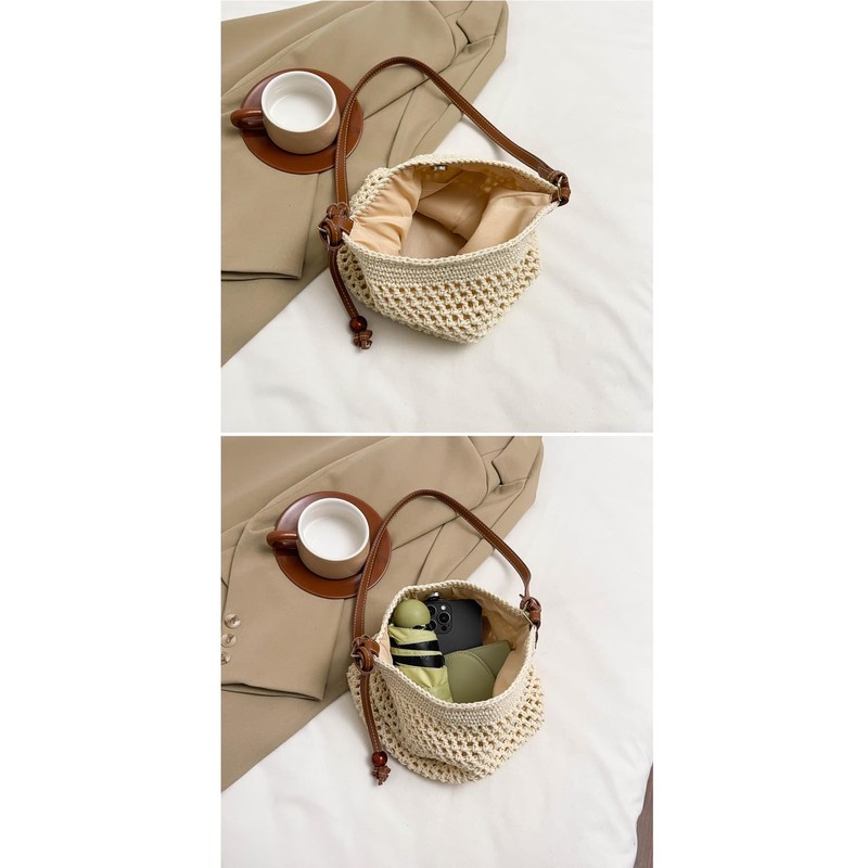 Ulisty Women Cotton Crochet String Bag Handwoven Summer Beach Tote