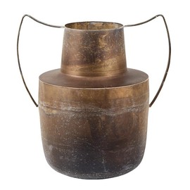 47th & Main Rustic Flower Vase | Distressed Metal Vase for Home Décor, Medium, Brown