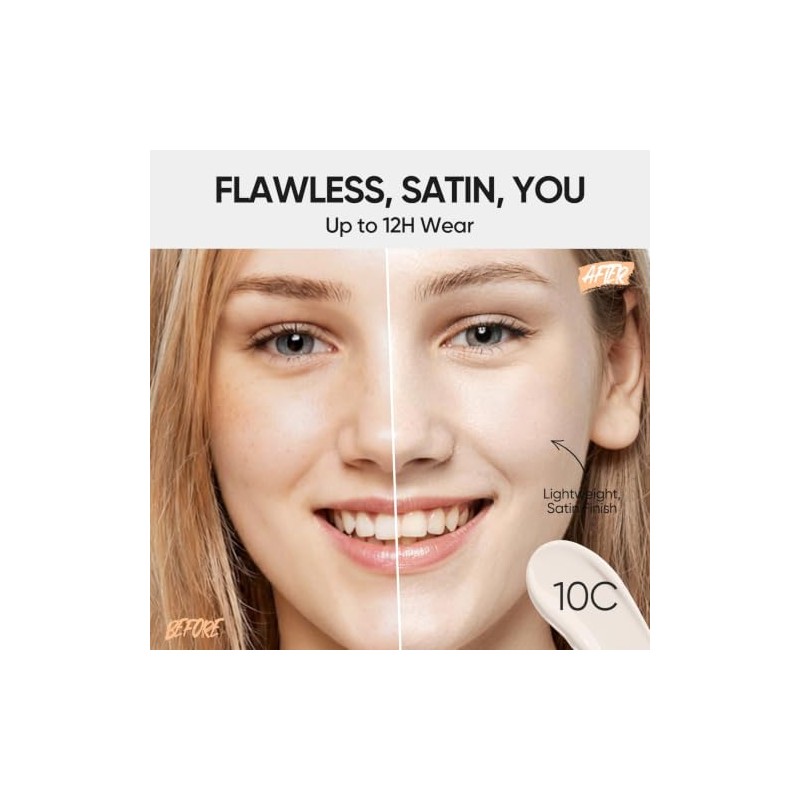 SKINTIFIC Cushion Base Maquillaje Ligero Cobertura Media, Ajuste Perfecto a