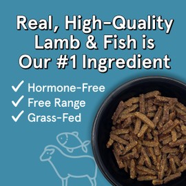 Real Meat Air Dried Cat Food & Dog Food w/ Real Lamb & Fish - 1.75lbs of USA-Crafted Grain-Free Dry Dog & Cat Food Sourced from Free-Range Lamb & Ocean-Caught Fish - All Natural, High Protein Pet Food
