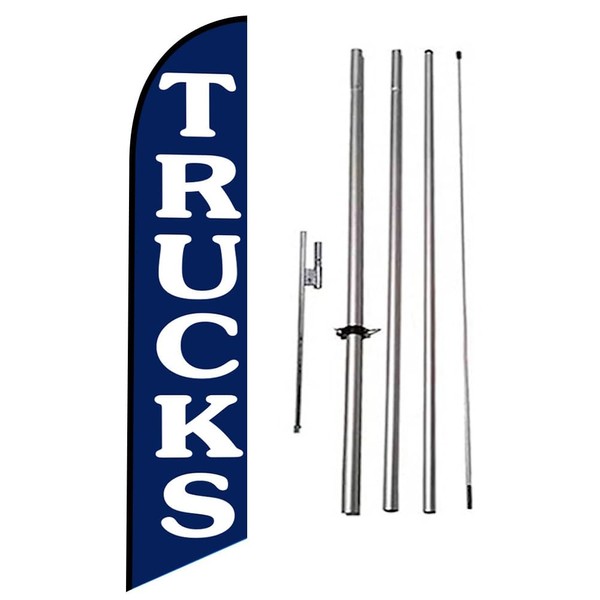 Trucks Auto Dealership Feather Banner Swooper Flag Sign with Flag
