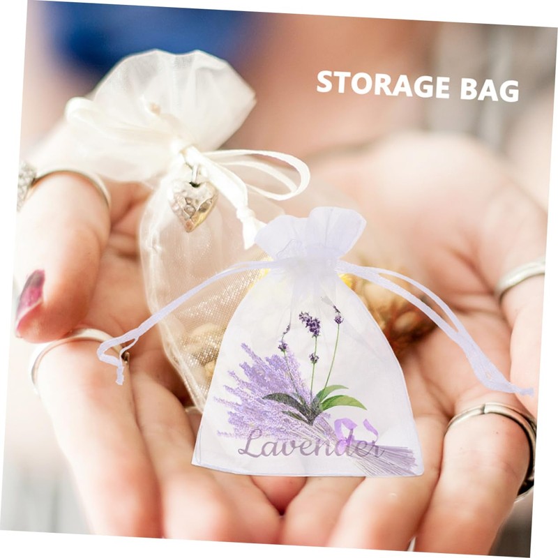ABOOFAN 50pcs Lavender Sachet Bags Empty Drawstring Pouches Light Purple