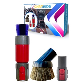 For Dyson Traceless Dust Brush Attachment & Premium Round Horsehair Vacuum Dusting Brush with Soft Bristle |Replacement Vacuum Attachments & Adapter Compatible with Dyson V7 V8 V10 V11 V15