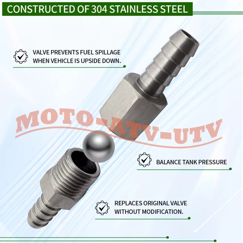 JINFANNIBI Stainless Steel Fuel Tank Breather Rollover Vent Valve fit