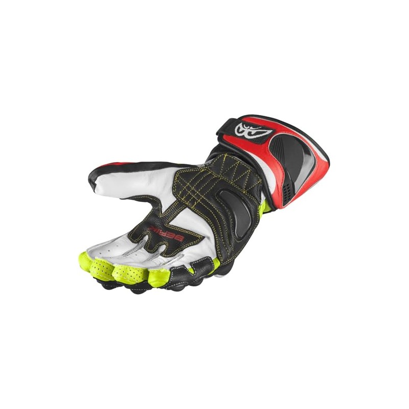 Berik Thunar Evo Motorcycle Gloves, Black/Neon Yellow/Neon Red, XS |