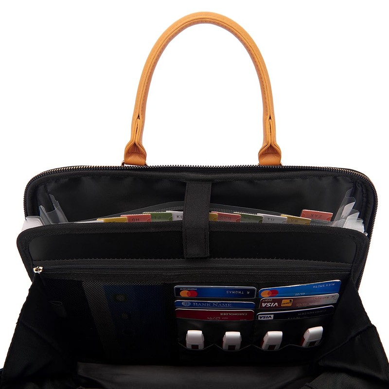 Accordian File Organizer Tote,Folder with Zipper & Labels,12 Pocket Expanding