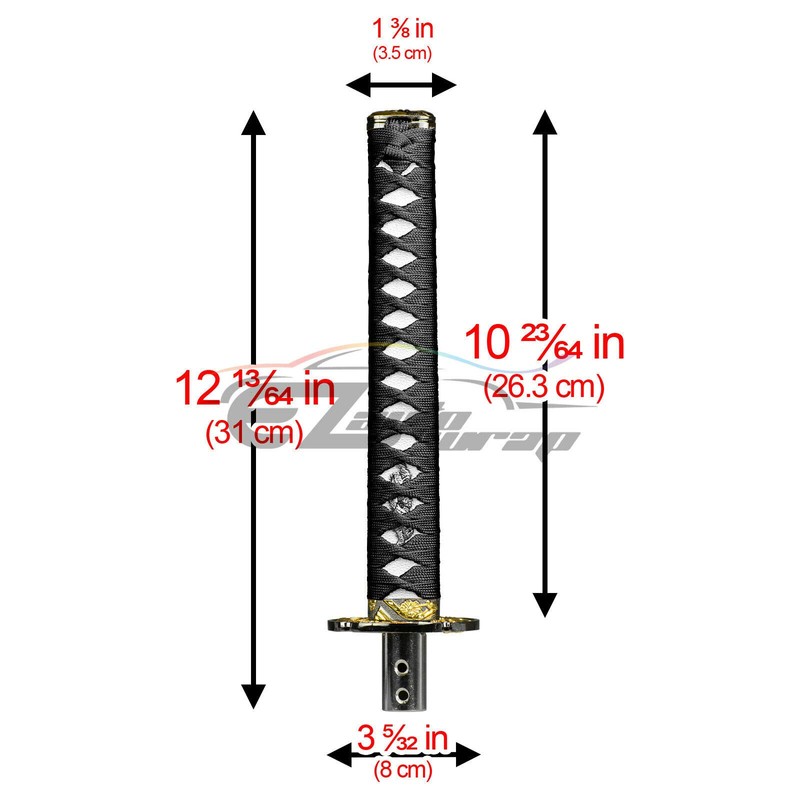 EZAUTO WRAP 26cm Black White Shift Knob Samurai Sword Alloy