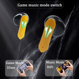 Wireless Earbuds, Bluetooth 5.3 Earphones with LED Display Charging Case,35ms Ultra Low Latency Dual-mode Half In-Ear Headphones Ears Painless, Mini IPX5 Waterproof Noise Reduction Smart Control,White