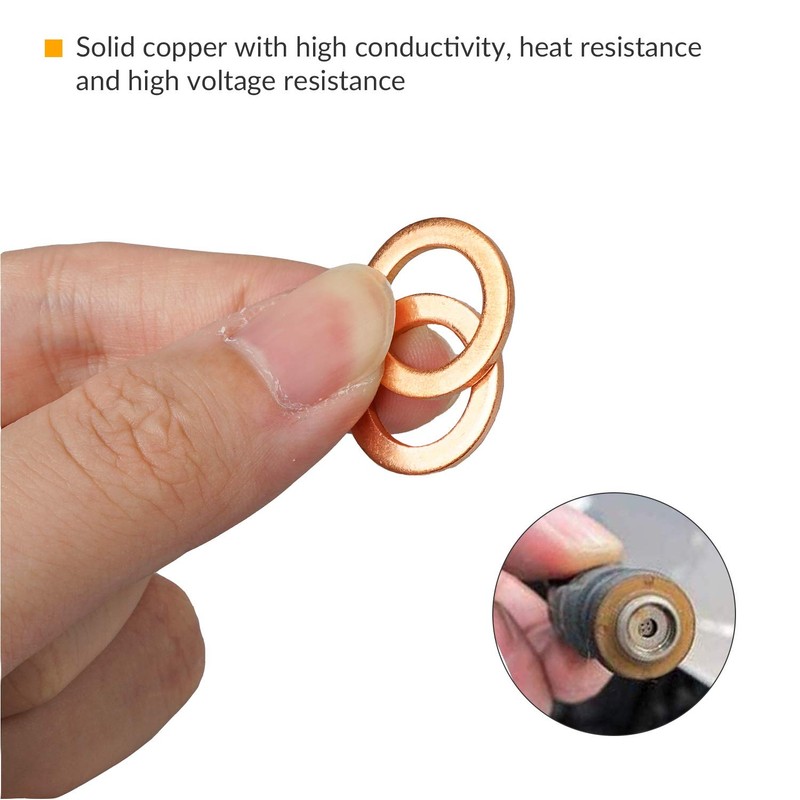 200pcs Solid Copper Washer Set, 9 Size Metric Copper Sealing