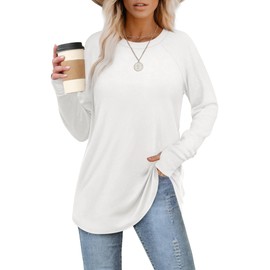 XIEERDUO Winter Tops for Women 2024 Trendy White Tshirts Shirts for Women Loose Fit XL
