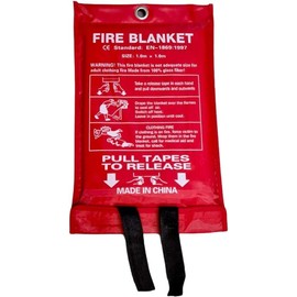1M x 1M Fire Blanket (2 Pack) - Kitemarked Fiberglass Emergency Fire Suppression Blanket for Kitchen, Home, Office, Caravan - Fire Retardant, Easy Storage - SEVEN4-UK