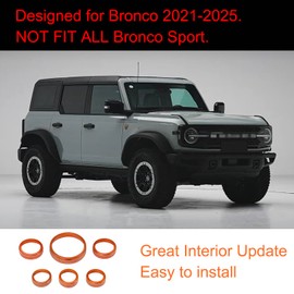 KUJOOY for Ford Bronco 2021 2022 2023 2024 2025 Air Conditioner AC Switch Knob Cover Center Console Button Trim Interior Accessories, NOT for Bronco Sport (Orange, Bronco)