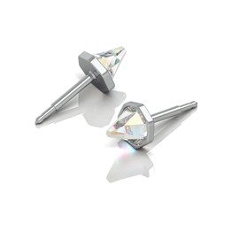 NINA Medikal Crystal Stud Earrings for Women Hypoallergenic Surgical Stainless Steel (Stainless Steel)