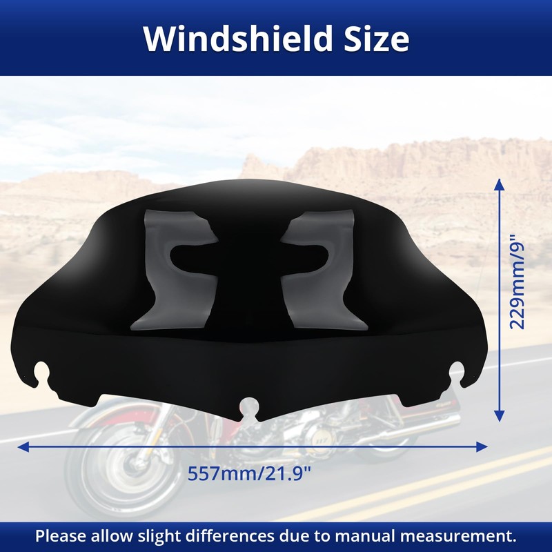 9" Motorcycle Wave Windshield Windscreen, Compatible with 2014-2023 Har ley