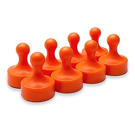 GLASSBOARD STUDIO Powerful Neodymium Magnets, Pawn-Shaped - Strong Fridge/Refrigerator and Whiteboard Magnet, Ideal for Office, Kitchen, Crafts - Rare Earth, Heavy Duty (8, Orange)