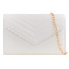 Girly Handbags Women's V Shaped Quilted Clutch Bag, White