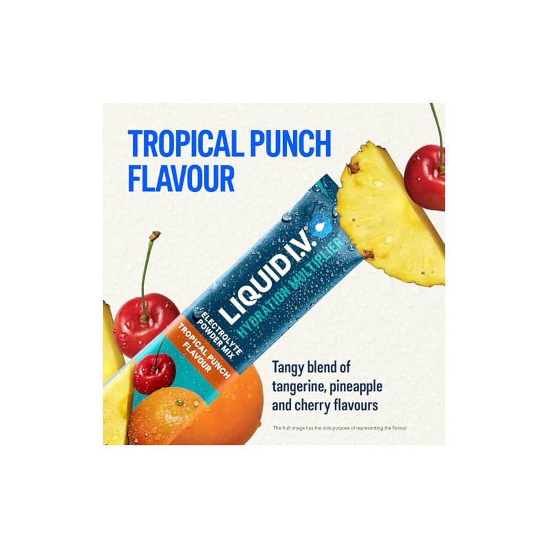 Liquid I.V. Hydration Multiplier Electrolyte Powder Mix, Tropical Punch Flavour,